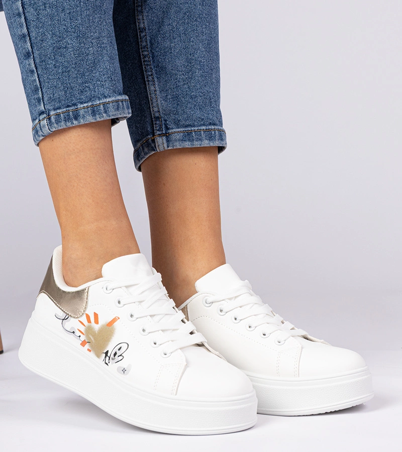 Weiß-goldene Damen-Sneaker Zelinda