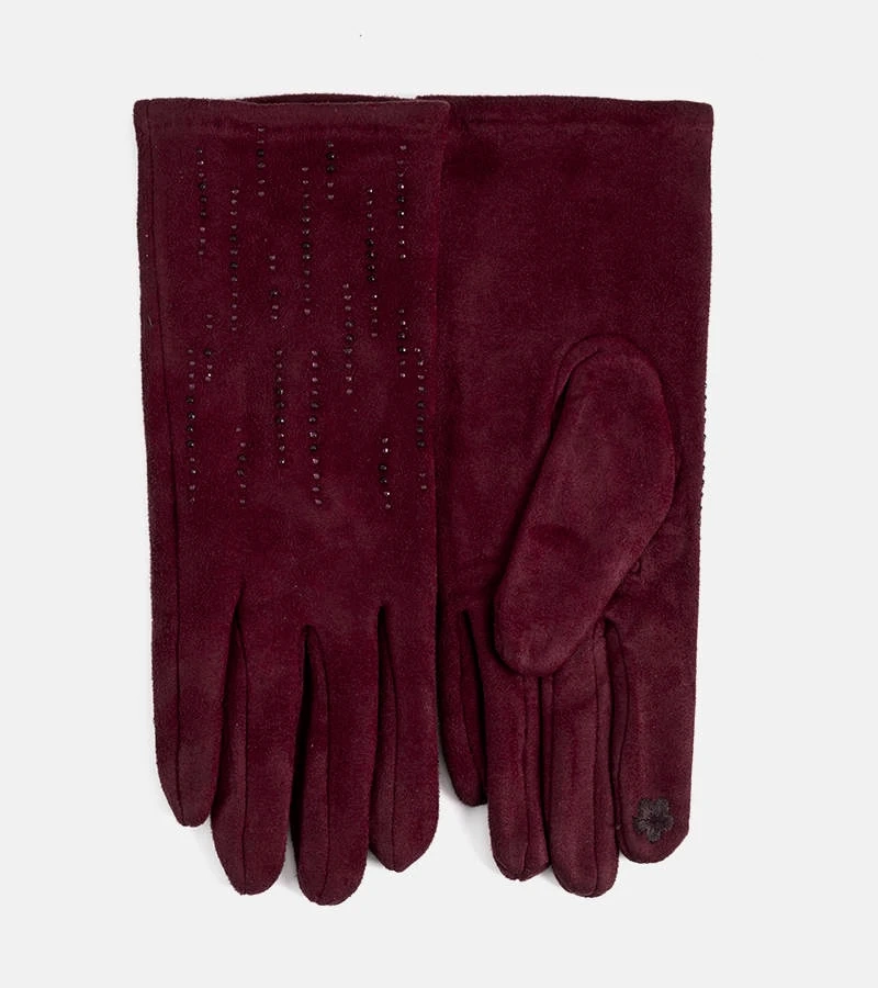 Bordeauxrote, gefütterte Handschuhe von Annoti