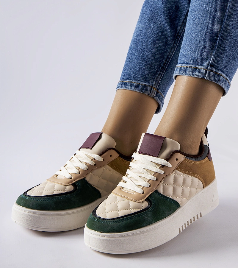 Beige-grüne Celso Plattform Sneakers
