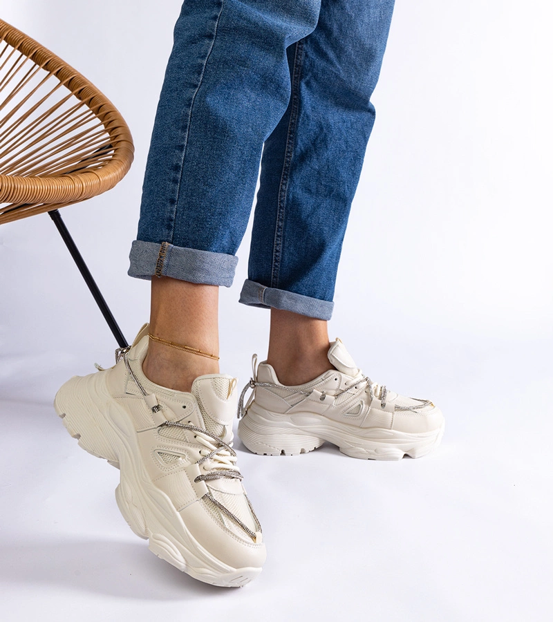Beige sportliche Damen-Sneaker Ivett