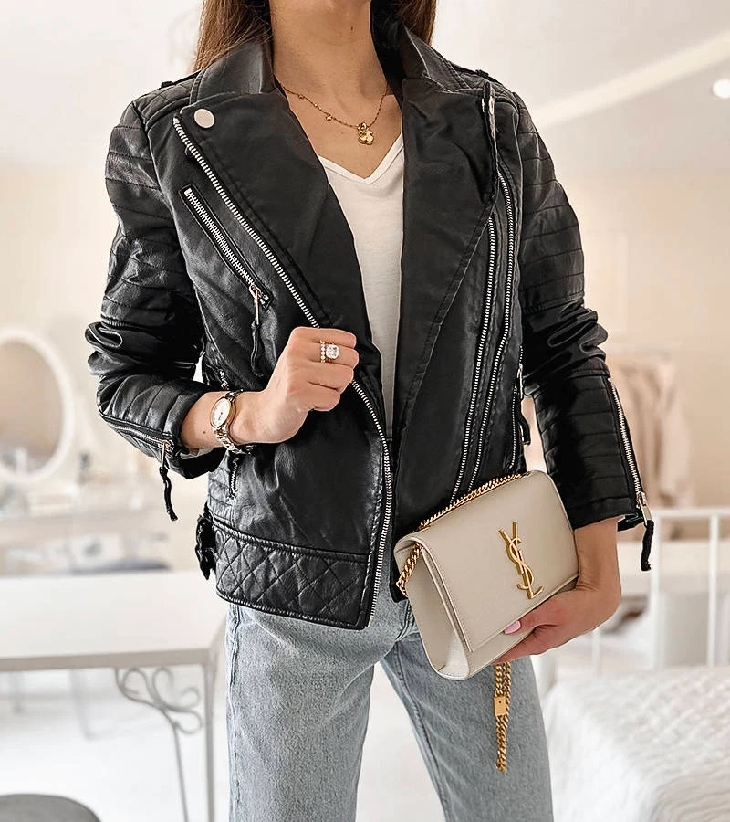 Schwarze Davignon Bikerjacke