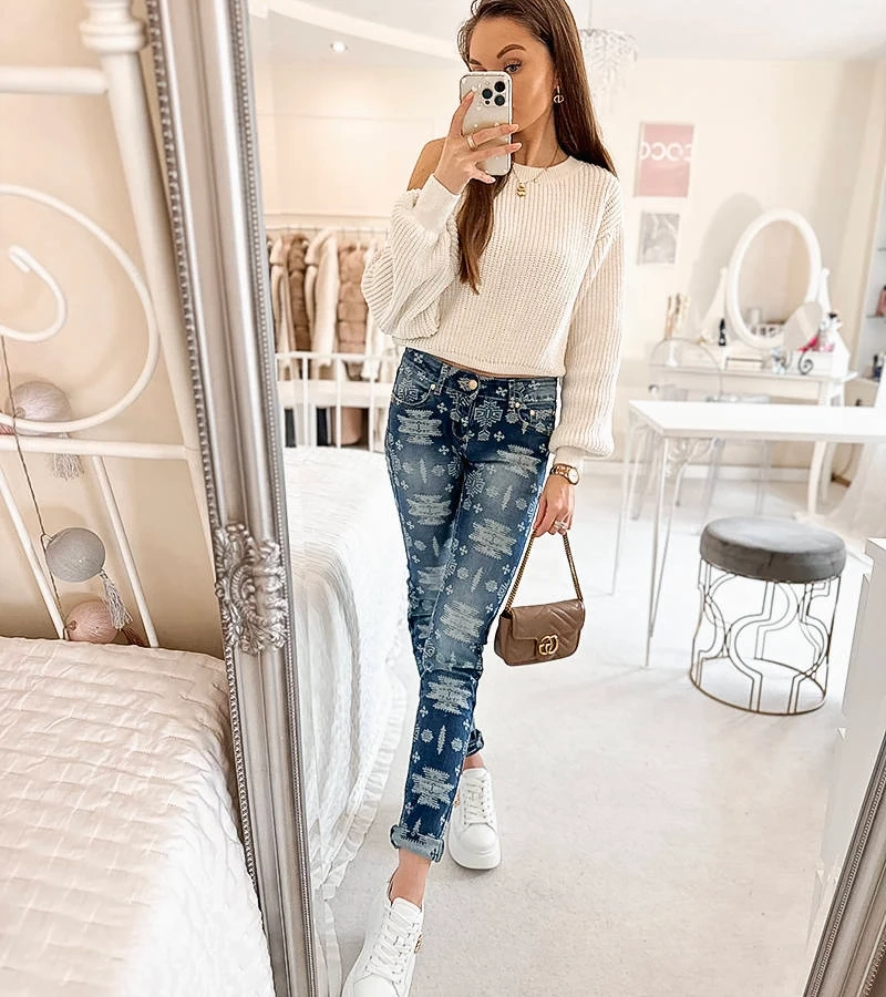 Doni Damen-Jeans-Skinny-Hosen