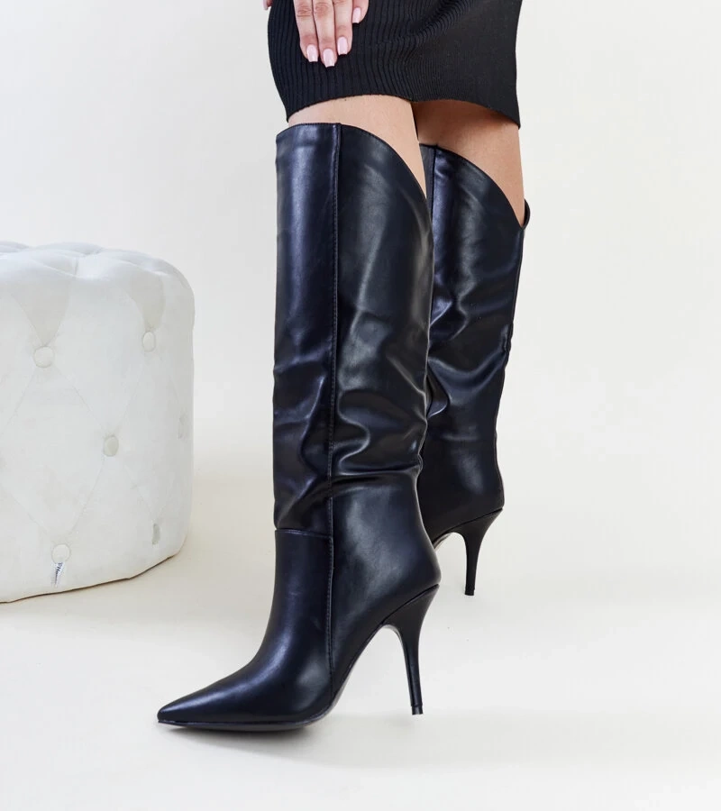 Schwarze Stiletto-Stiefel Petty