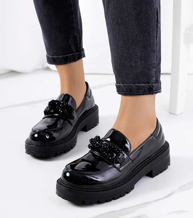 Schwarze lackierte Mokassins von Ordell