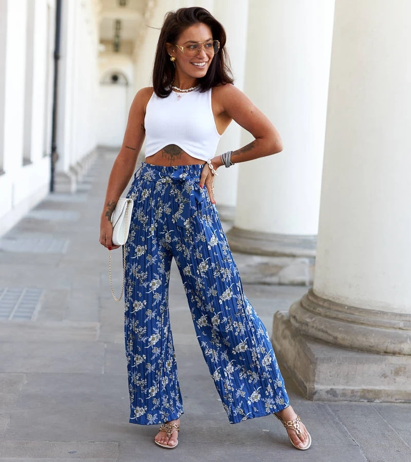 Manlio weite plissierte marineblaue Hosen