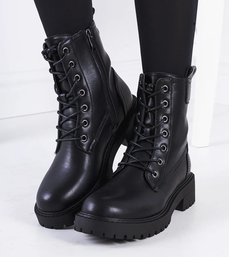 Schwarze Wellspring Eco-Leder-Trapper-Stiefel