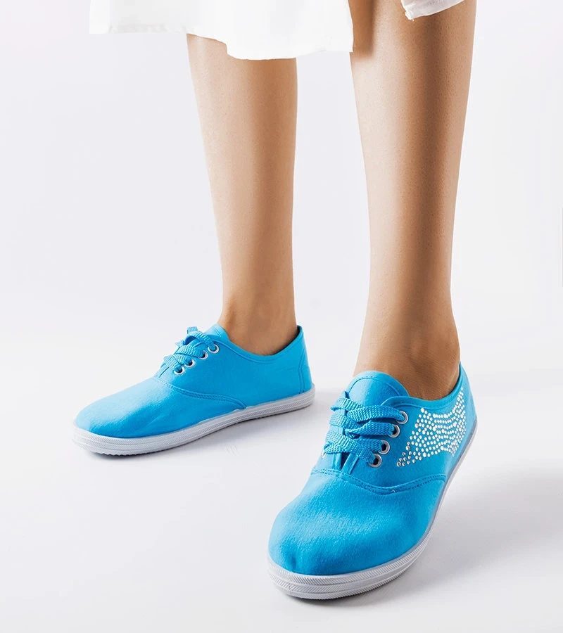 Blaue Tennisschuhe mit Zirkonen von Godfrey