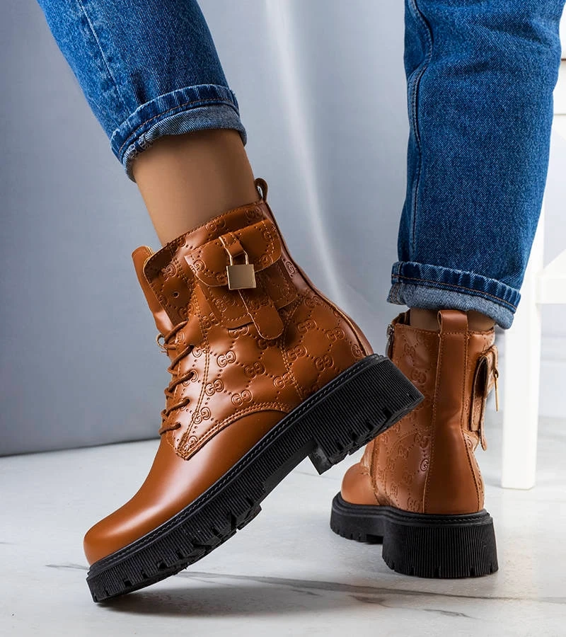 Braune gefütterte Coal-Trapperstiefel