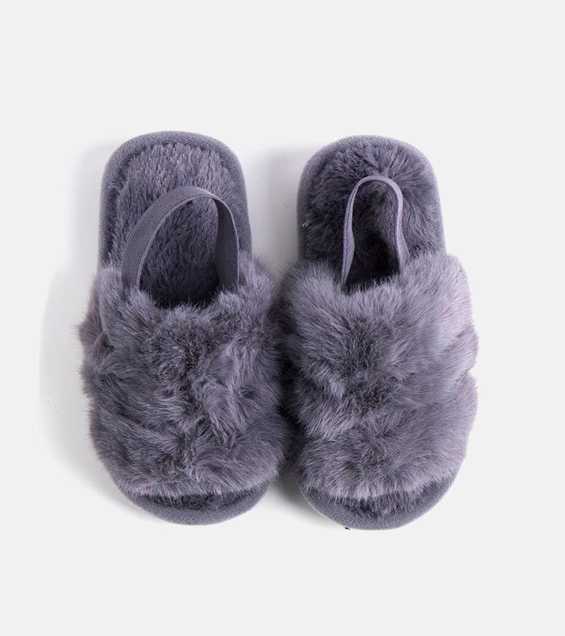 Leilanys graue Gummiband-Hausschuhe