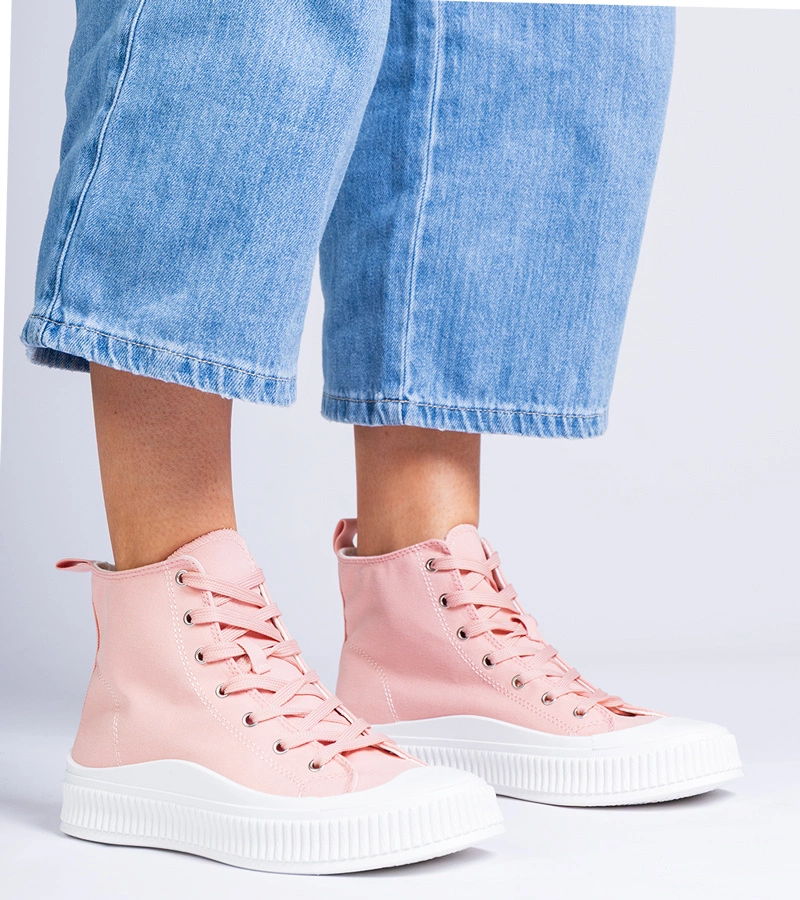 Rosa hohe Plattform-Sneaker von Guerrino