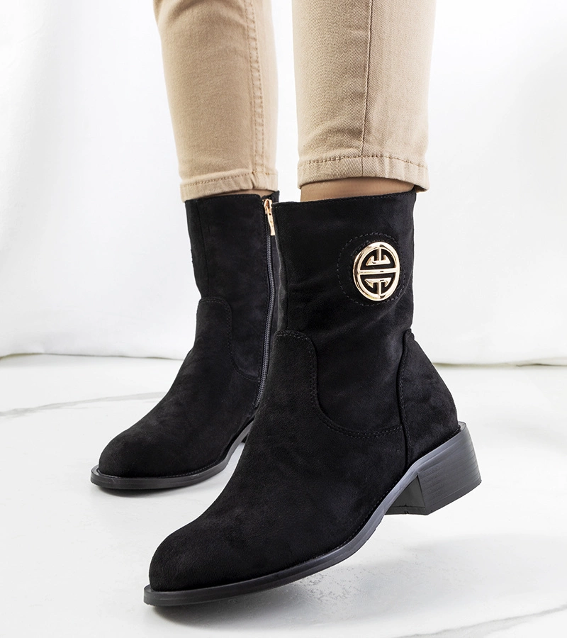 WILDLEDER DAMENSCHUHE SCHUHE STIEFEL STIEFELETTEN HALBSCHUHE A5580 SCHWARZ