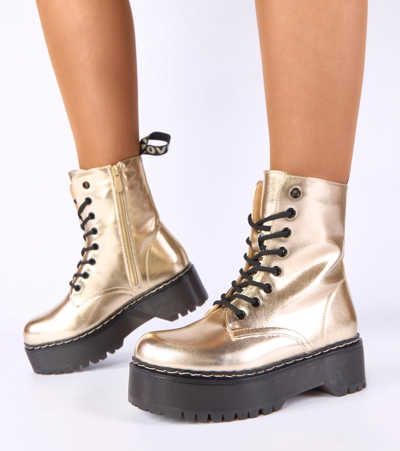 Goldene Stiefeletten mit Plateau Annette