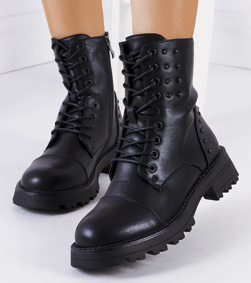 Schwarze Trapperstiefel aus Öko-Leder Polperro