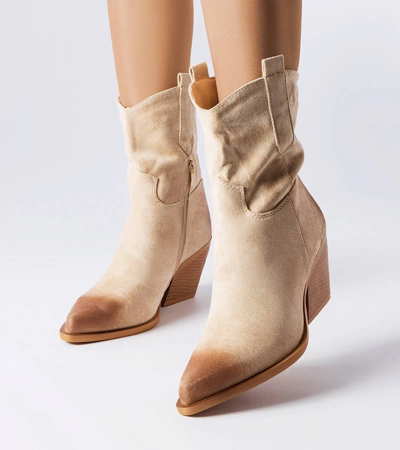 Klassische beige Marcheterre Cowboystiefel