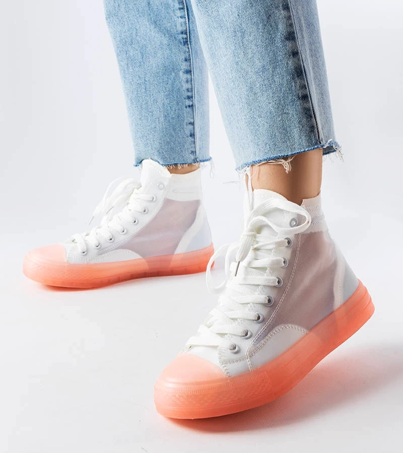 Weiß-rosa Nanterre Knöchel-Sneaker