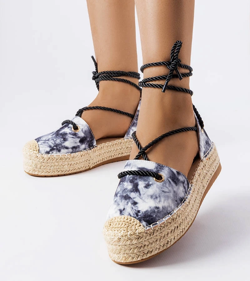 Schwarze geschnürte Duffet-Espadrilles mit Plateau