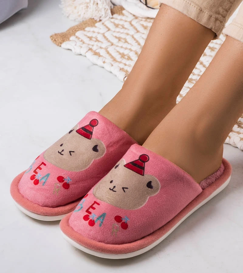 Rosa weiche Bären Hausschuhe