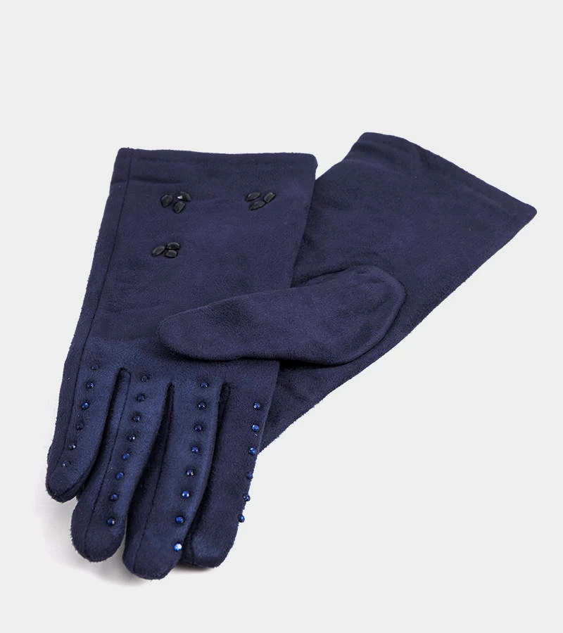 Marineblaue gefütterte Handschuhe von Roosev