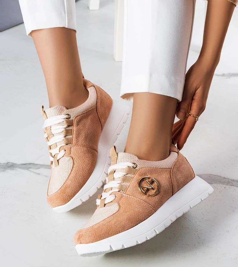 Beige Kristine Plateau-Sneakers