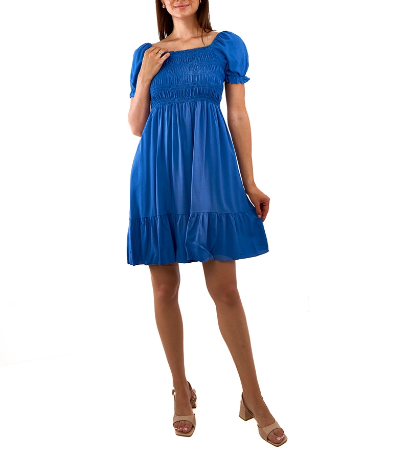 Blaues Minikleid mit Raffung von Lorinka