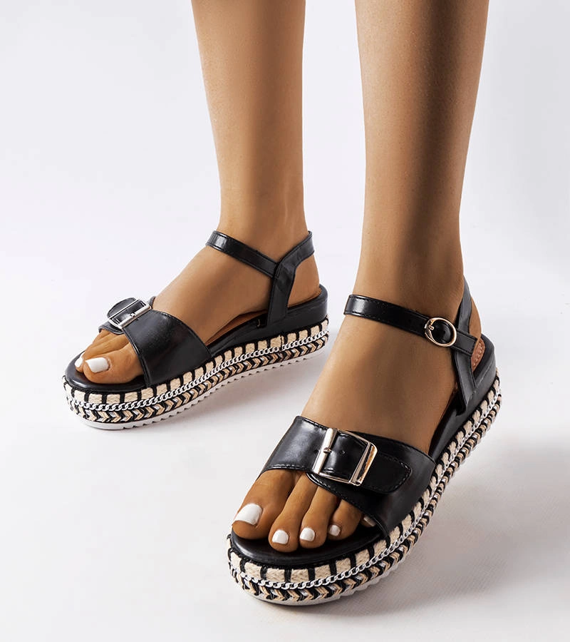 Schwarze Plateausandalen Manuela