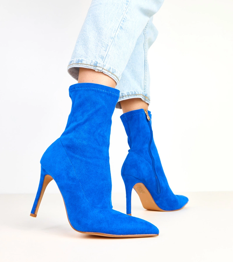 Blaue Wildleder-Stiefeletten mit Absatz Tennille