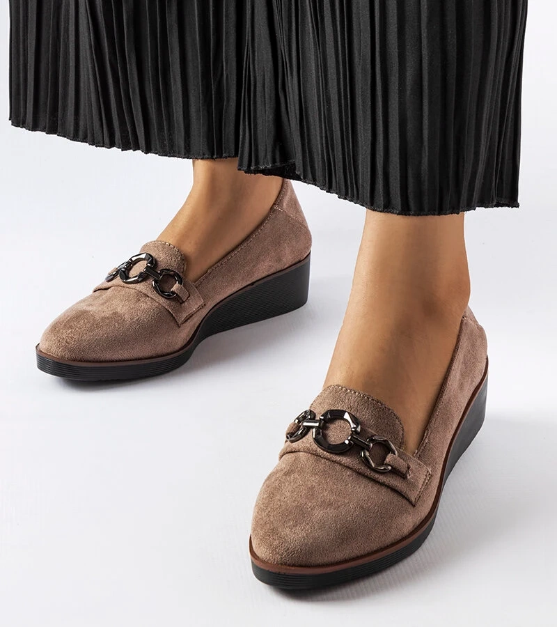 Braune Keilabsatz Halbschuhe Erin
