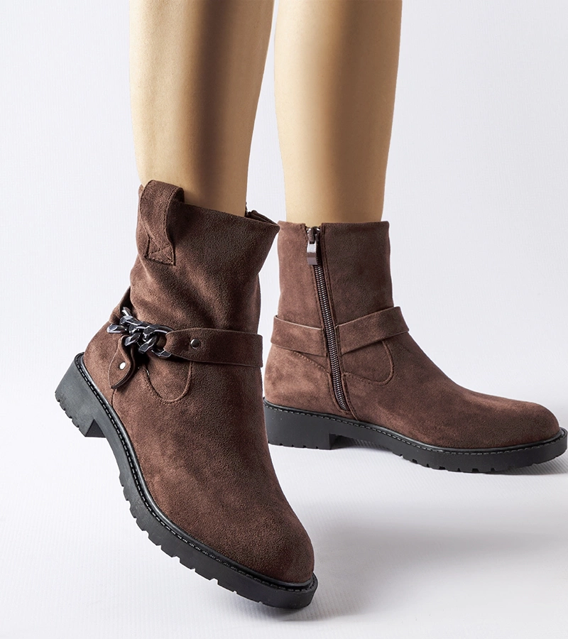 Braune Valente Eco-Wildleder Stiefeletten