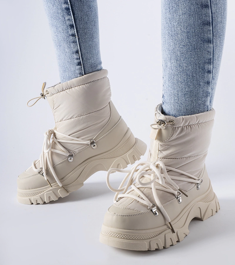 Beige gefütterte Schneestiefel Aubine