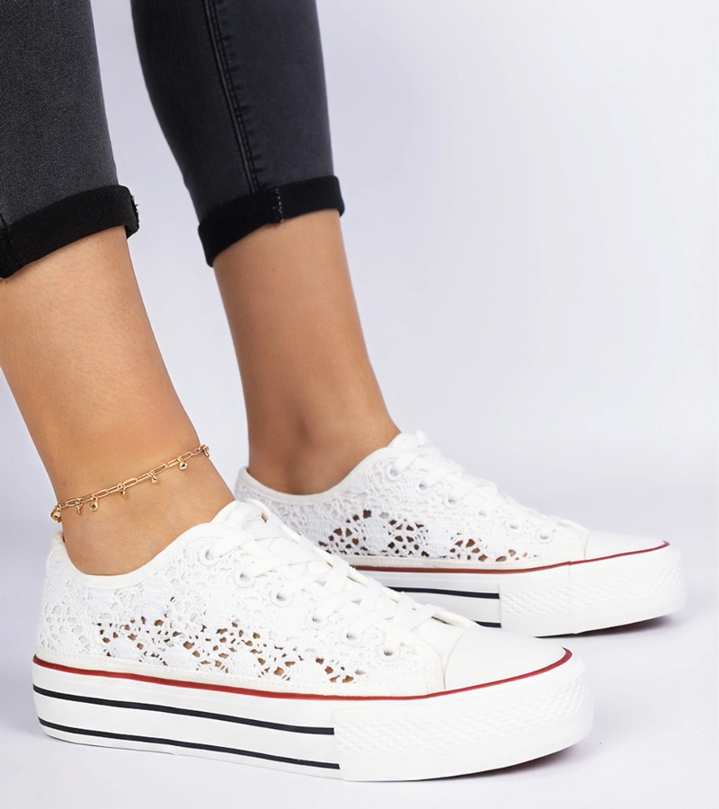 Weiße Damen-Sneaker mit Lochmuster Fernansis