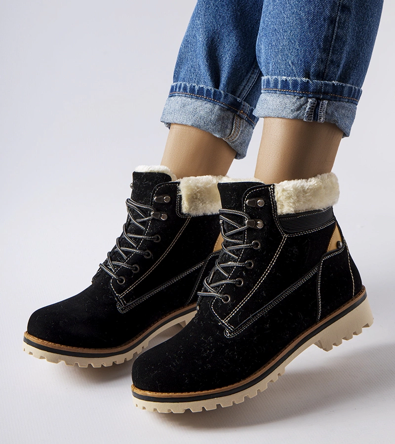 Schwarze gefütterte Montalbino-Trapperstiefel