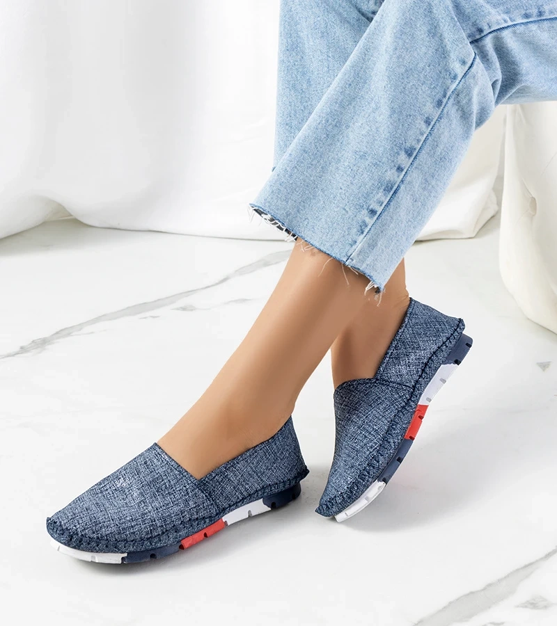 Lulu Marineblaue Ledersneaker