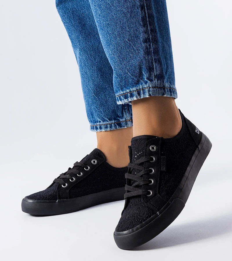 Schwarze Spitzen-Sneaker Big Star JJ247064