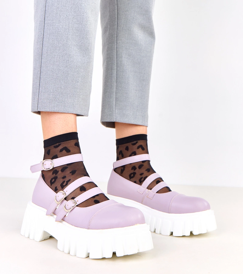 Lila Halbschuhe mit Traktorsohle Jastina