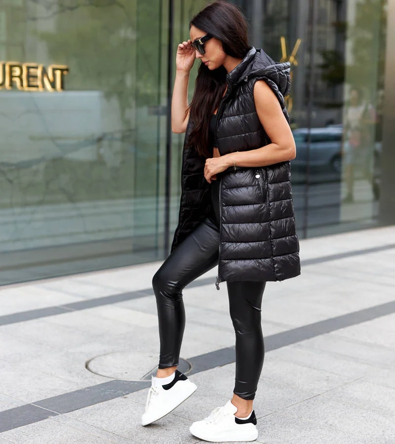 GEFÜTTERTE DAMENJACKE WINTERJACKE MIT KAPUZE TASCHEN BH-1840 SCHWARZ