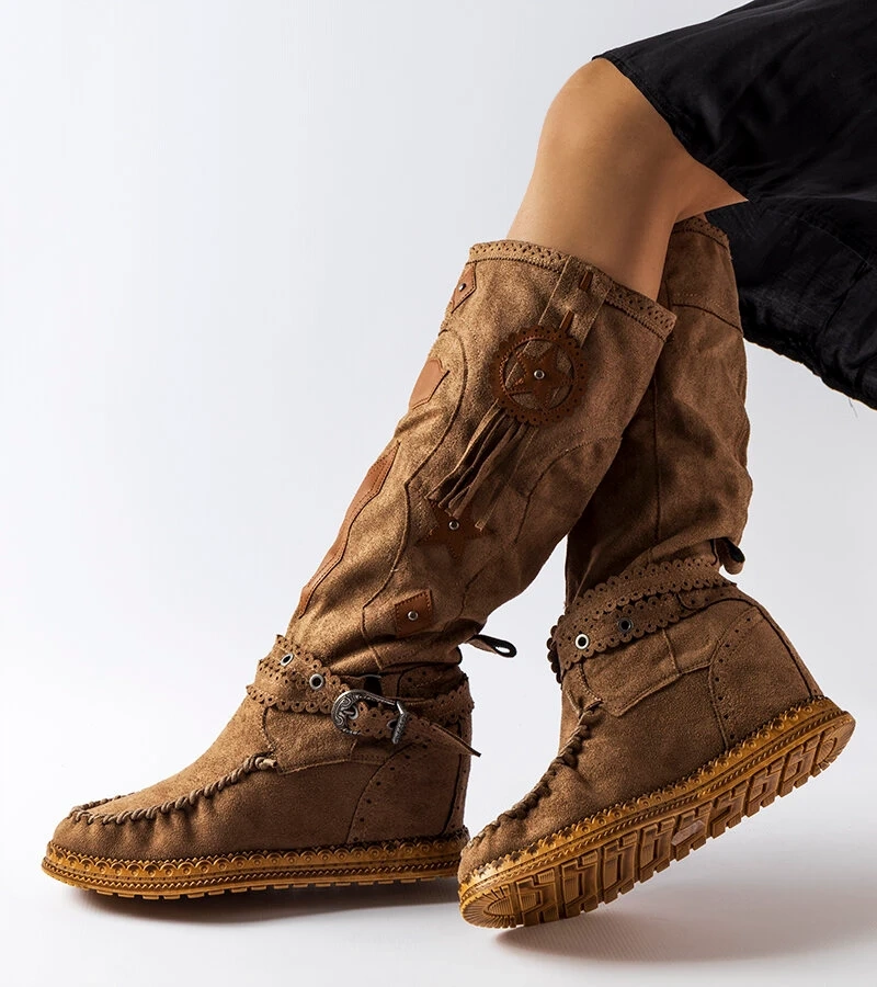 Dunkelbraune Boho-Stil Stiefel Putignano