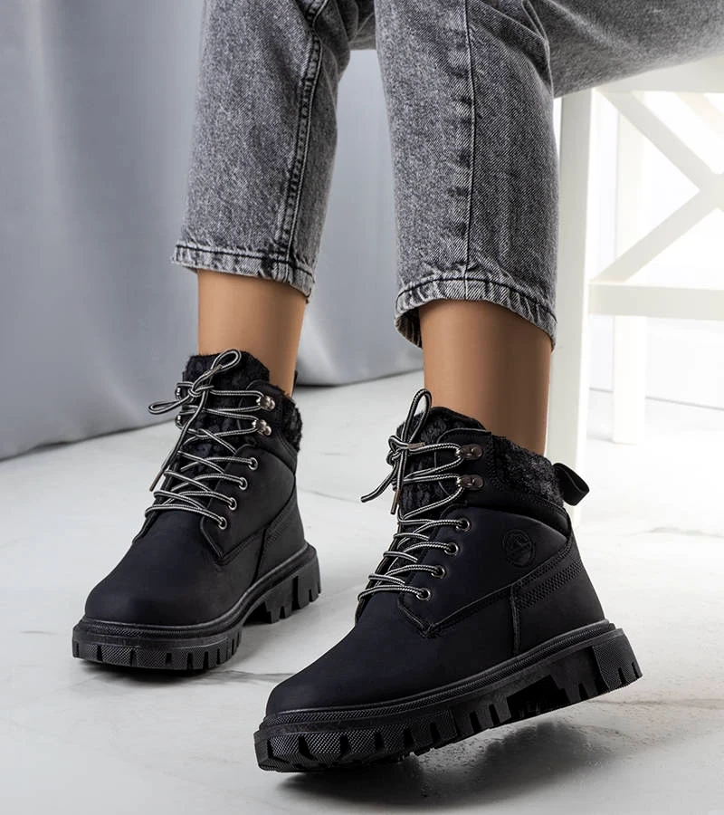 Didians schwarze Damen-Trapperstiefel