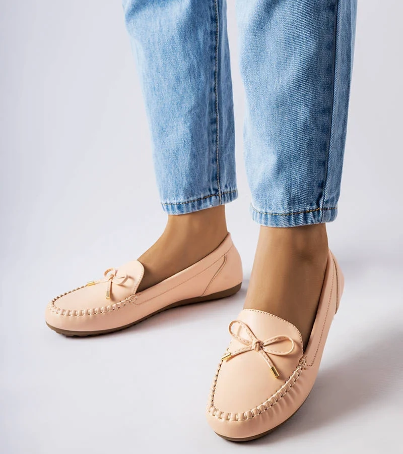 Beigefarbene Mokassins mit Schleife von Via Foria