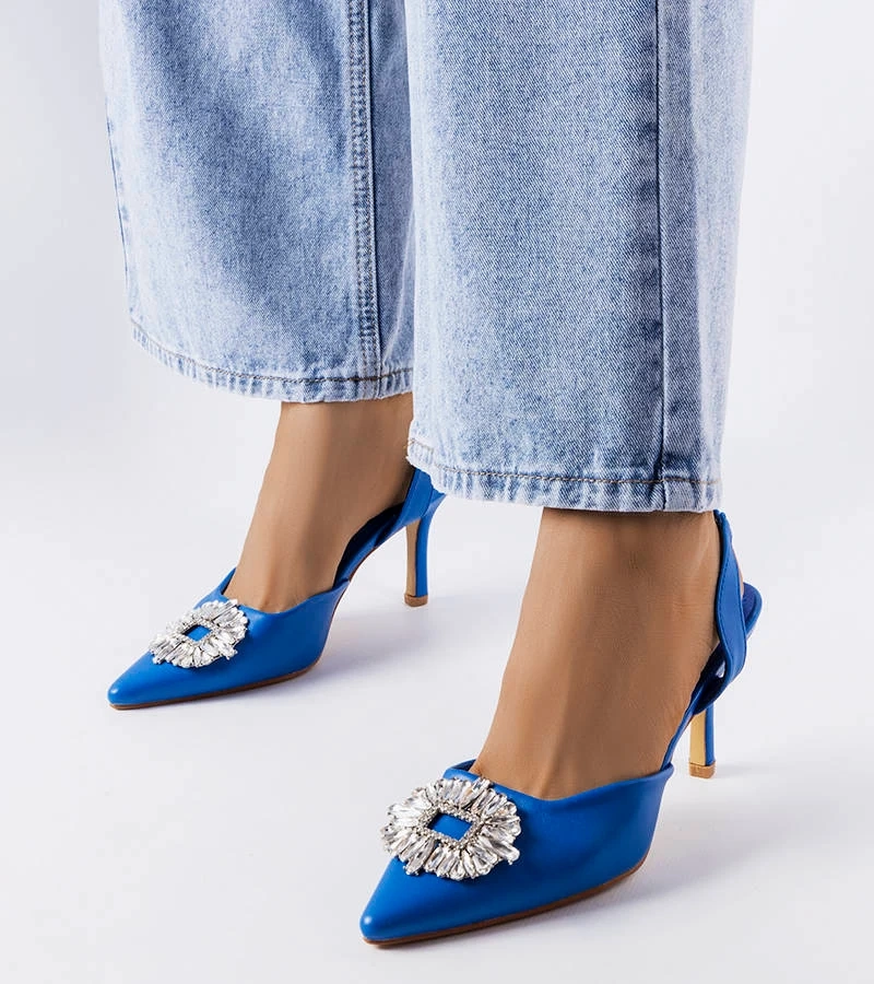 Blaue Pumps mit Zirkonia von Moïse