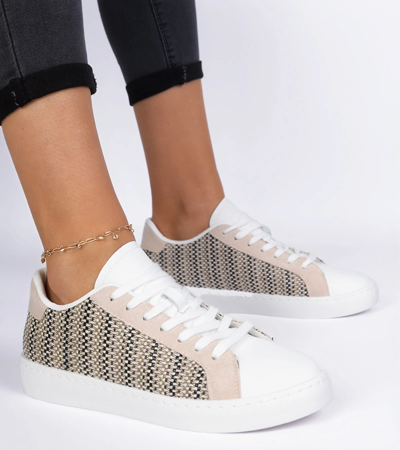 Beige Damen-Sneaker aus Stoff Bellisio