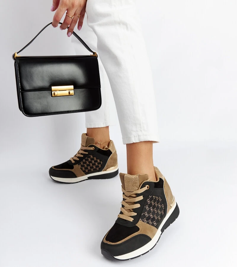 Schwarze Chestnut Keilabsatz Sneakers