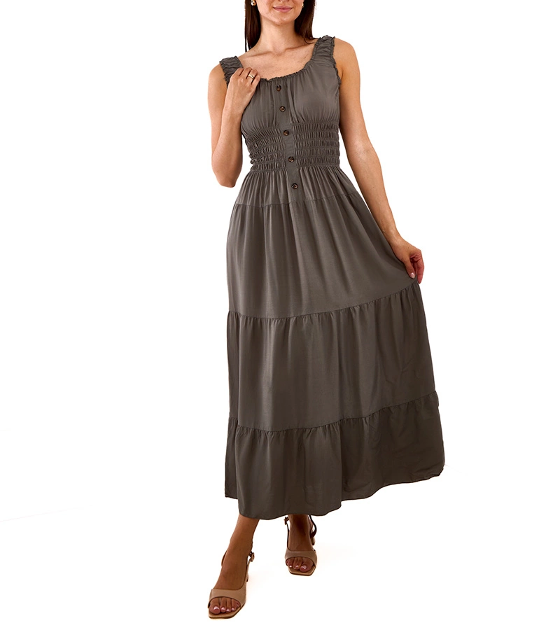 Dunkelgrünes Kleid mit Raffung von Atiye