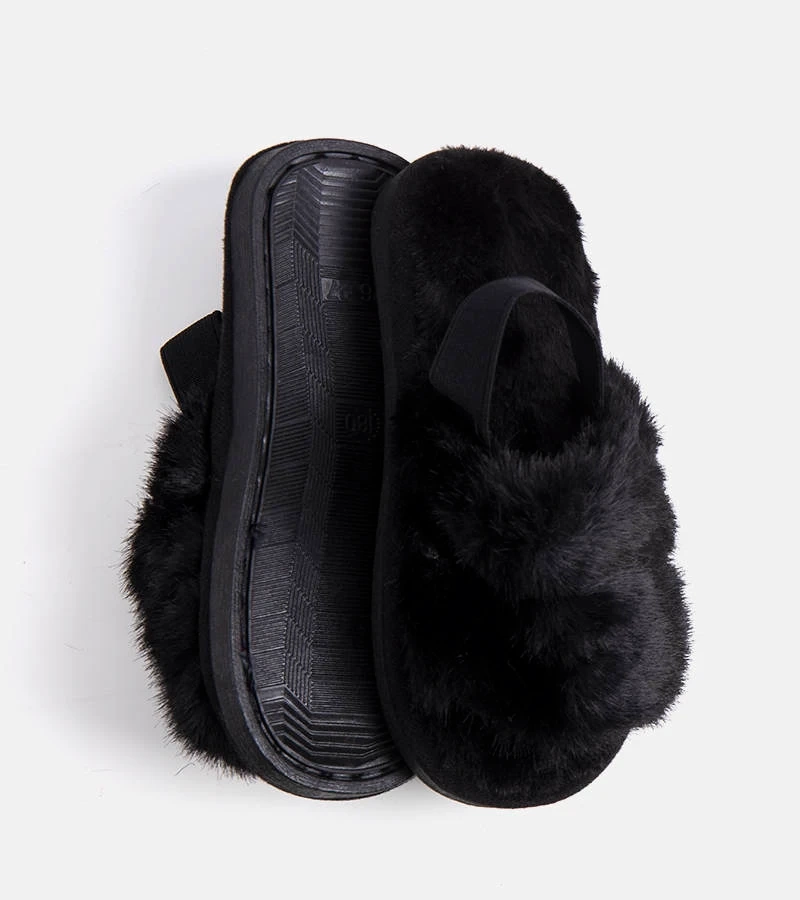 Leilanys schwarze Gummiband-Hausschuhe