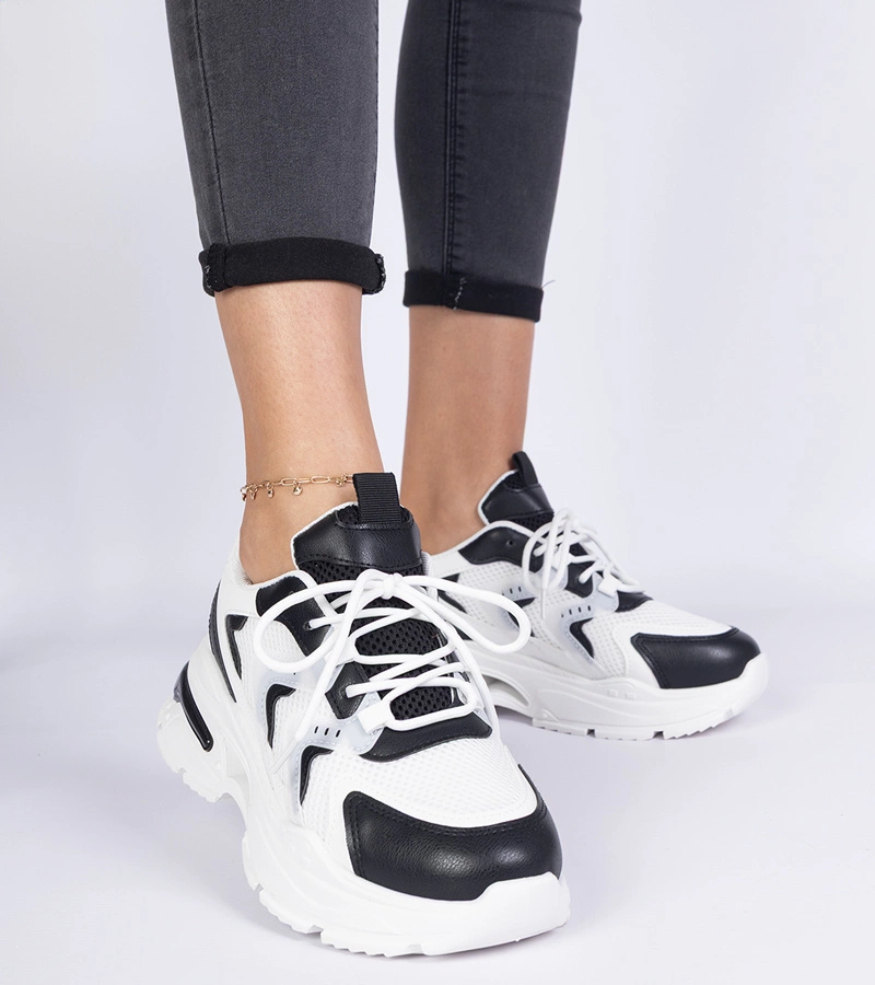 Weiß-schwarze Damen-Sneaker Lamula