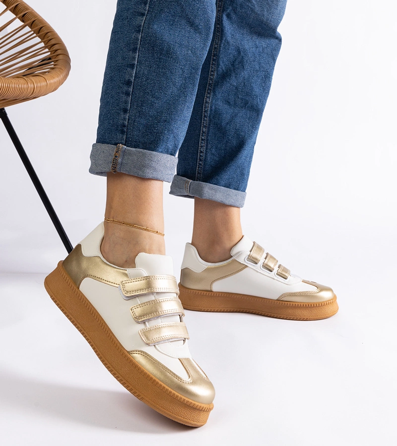 Goldene Klettverschluss-Turnschuhe Mena