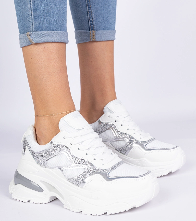 Damen-Sneaker in Weiß mit Glitzer Sandoria