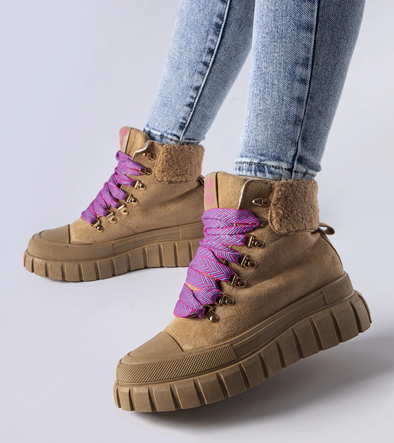 Braune gefütterte Ottiol-Plattform-Sneaker