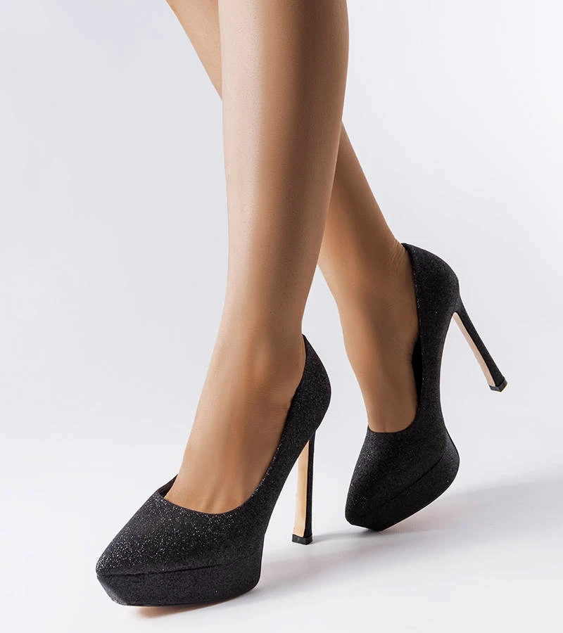 Schwarze Glitzer-Stilettos von Proulx