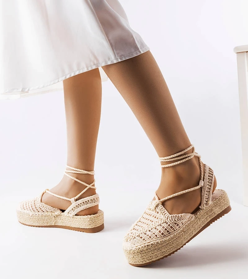 Beige Schnürespadrilles Partenia