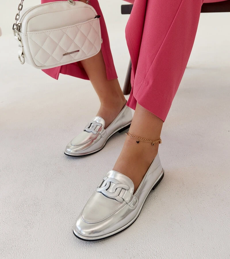 Silberne klassische Mokassins von Zana